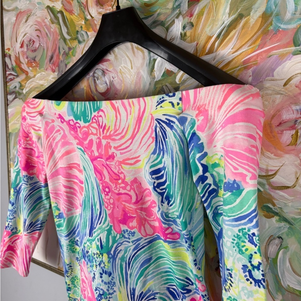Lilly Pulitzer Off the Shoulder Dress XS – Colorful Print – Like New - Picture 7 of 12